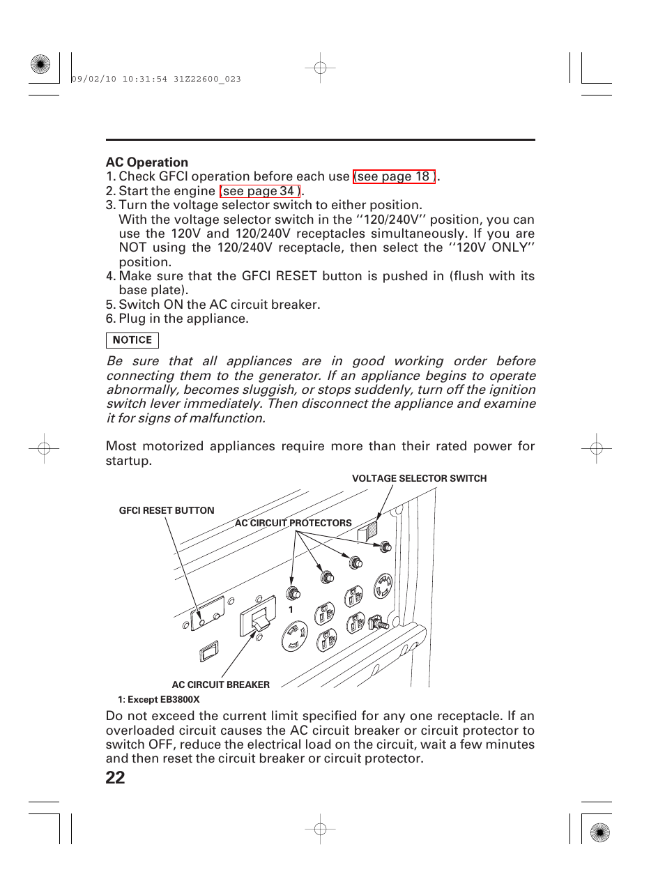 Ac operation | HONDA EB6500X User Manual | Page 24 / 75