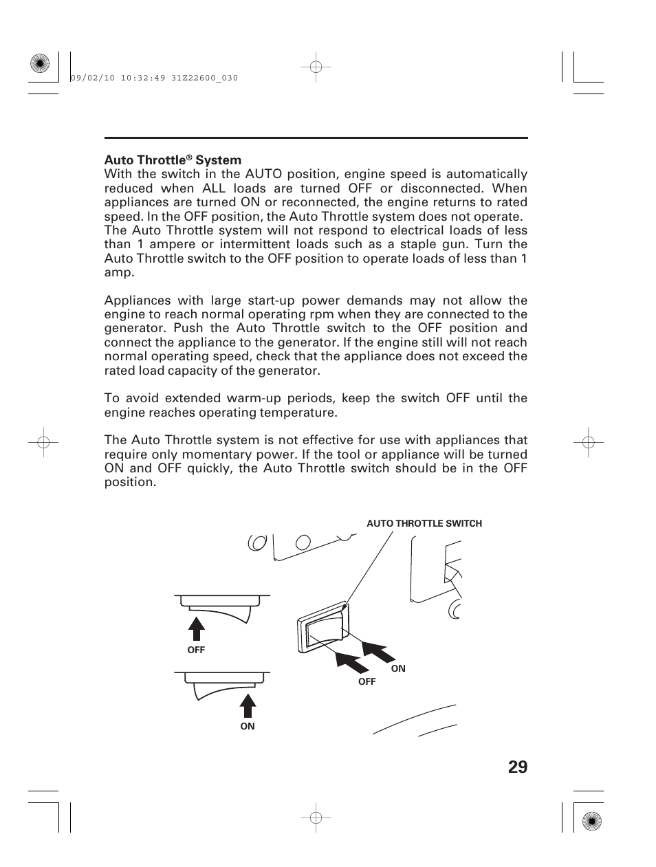 Auto throttle® system | HONDA EB6500X User Manual | Page 31 / 75