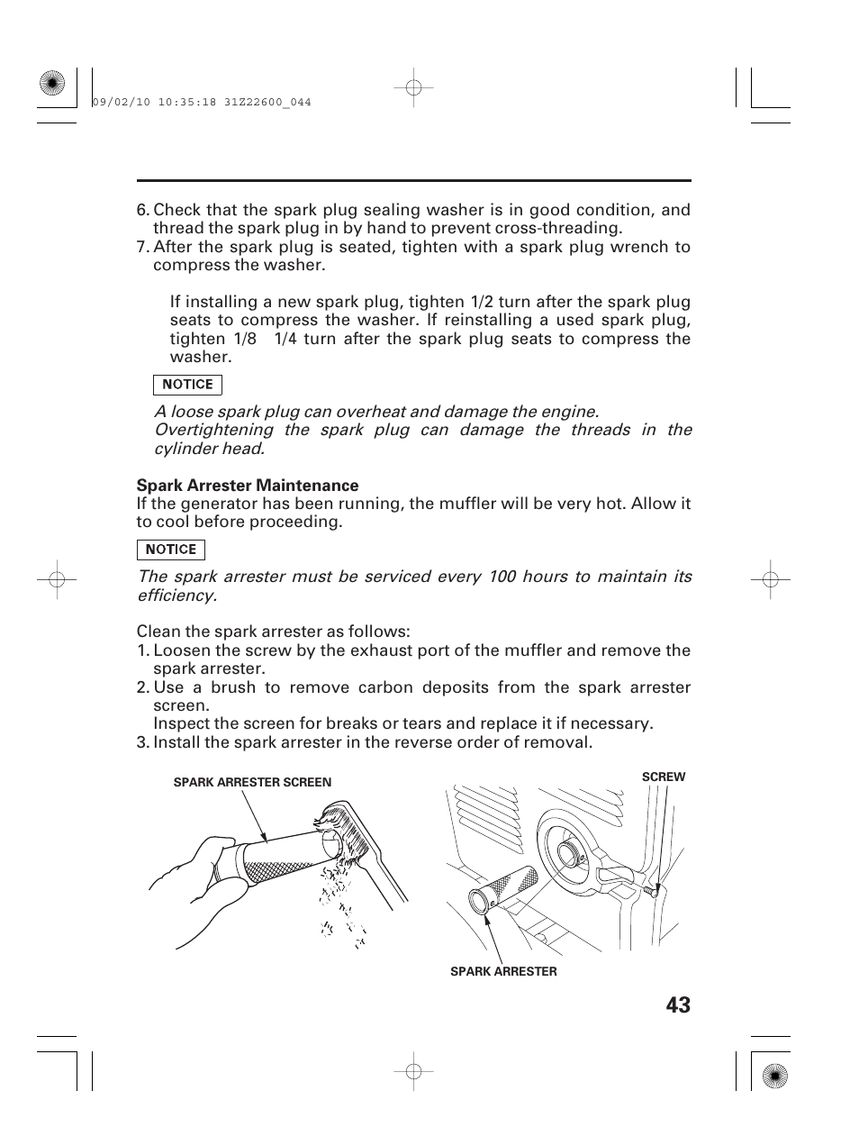 Spark arrester maintenance | HONDA EB6500X User Manual | Page 45 / 75