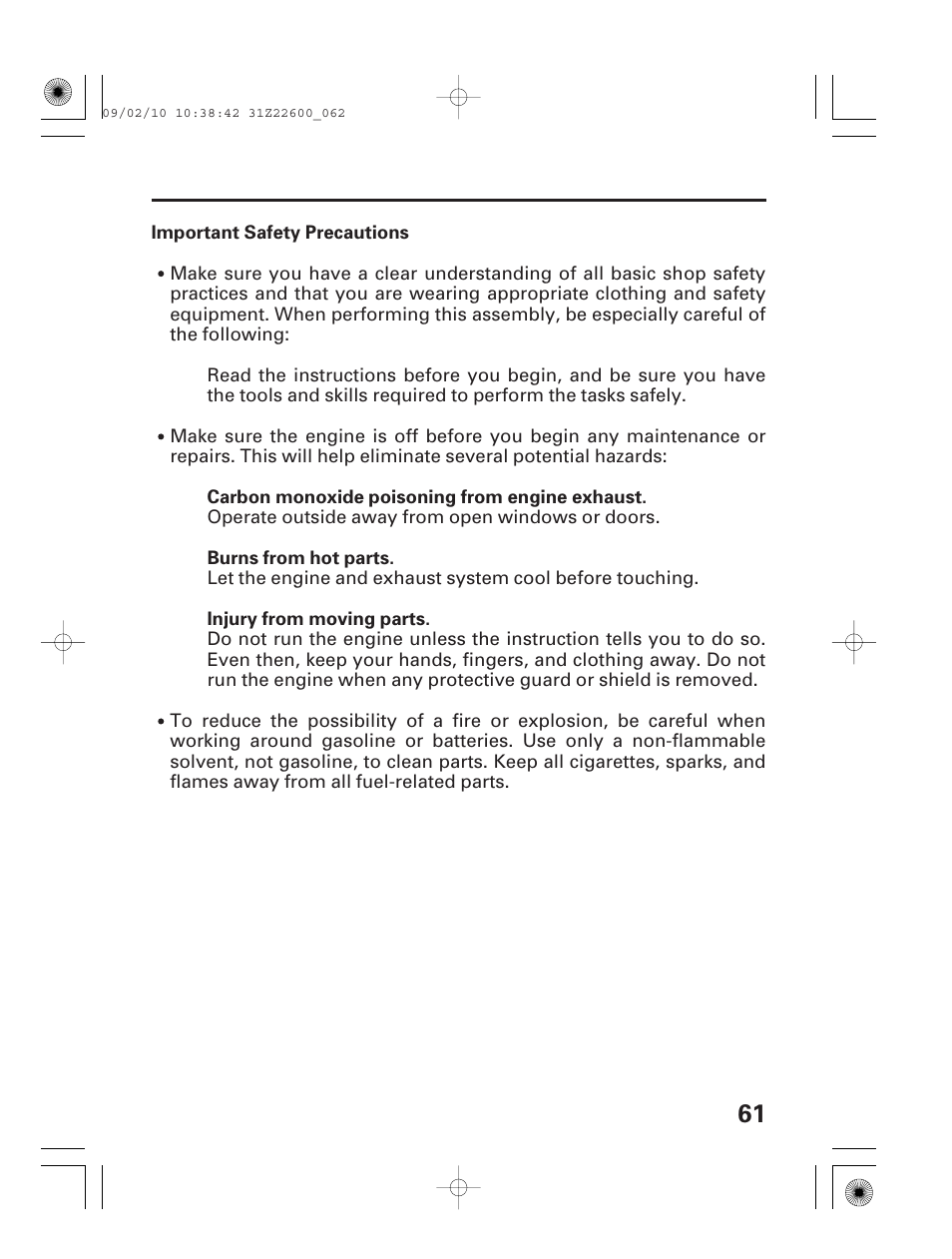 Important safety precautions | HONDA EB6500X User Manual | Page 63 / 75