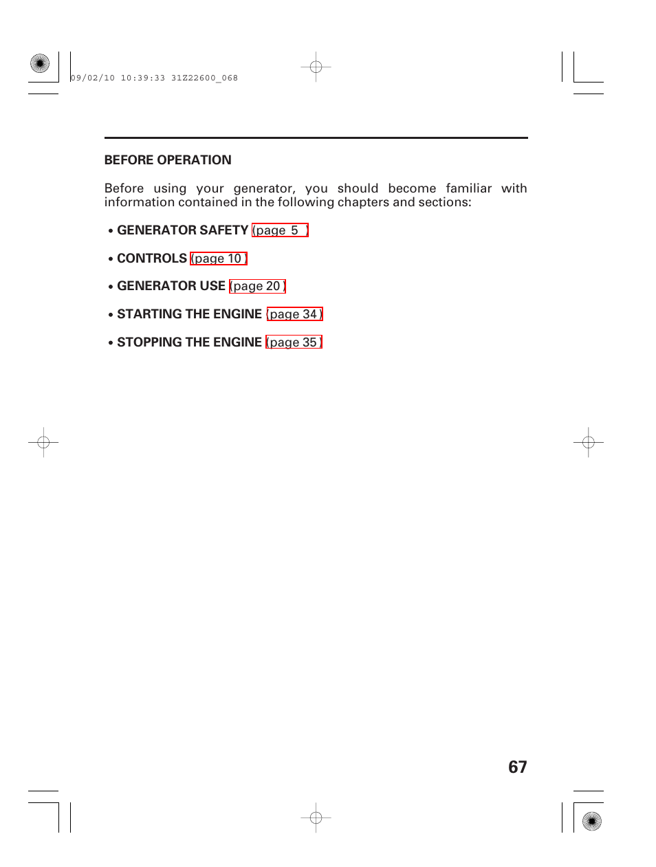 Before operation | HONDA EB6500X User Manual | Page 69 / 75