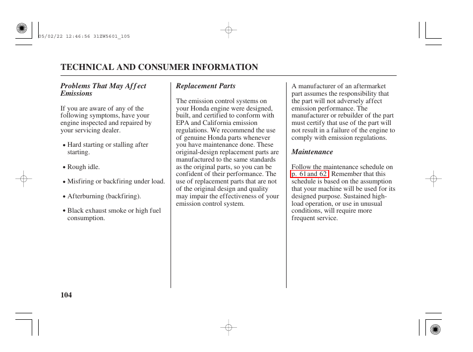 HONDA Outboard Motor BF115A User Manual | Page 106 / 130