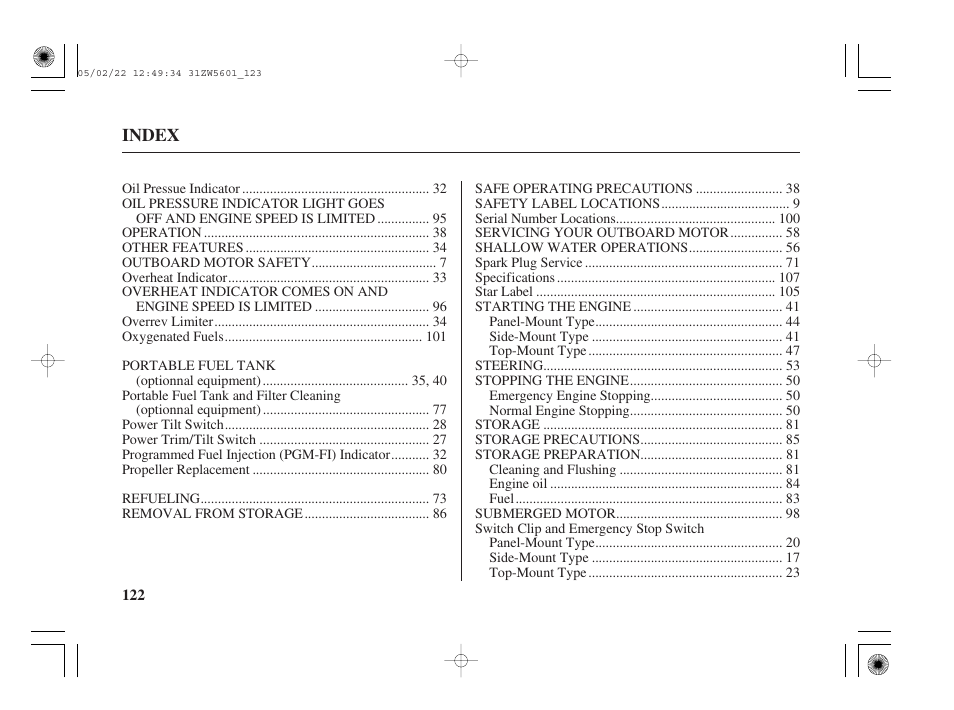 HONDA Outboard Motor BF115A User Manual | Page 124 / 130