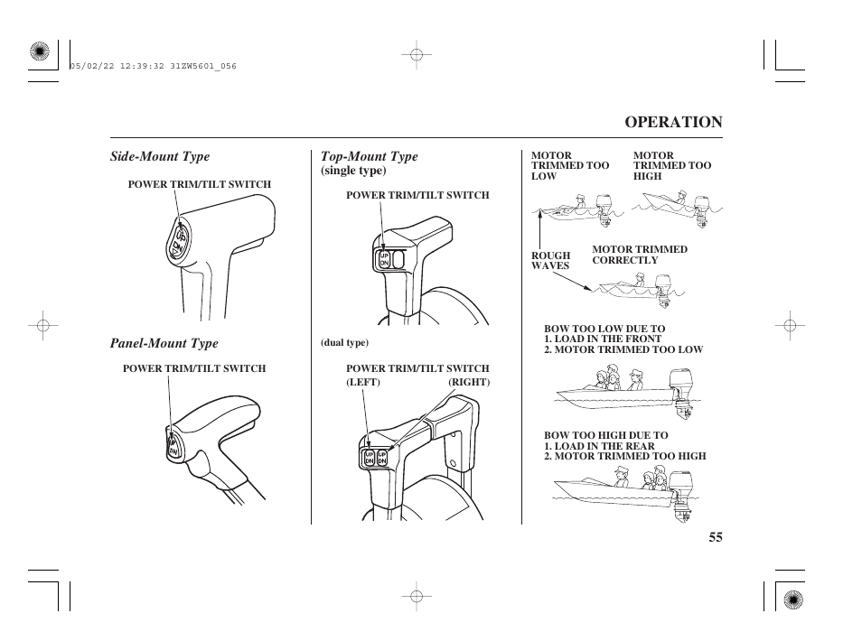 Operation | HONDA Outboard Motor BF115A User Manual | Page 57 / 130