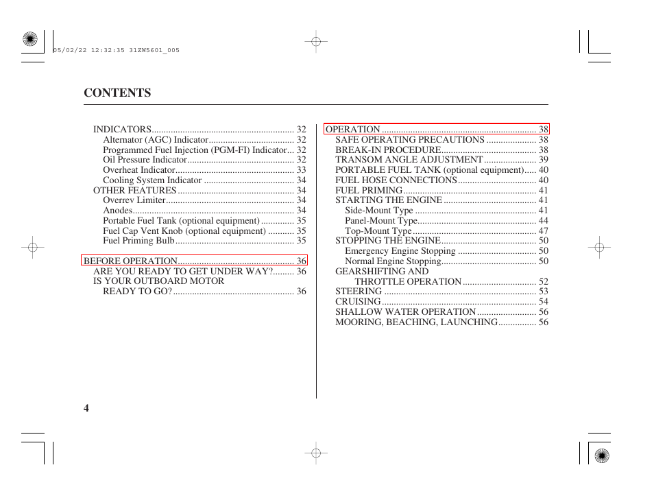 HONDA Outboard Motor BF115A User Manual | Page 6 / 130