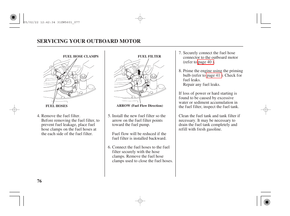 Servicing your outboard motor | HONDA Outboard Motor BF115A User Manual | Page 78 / 130