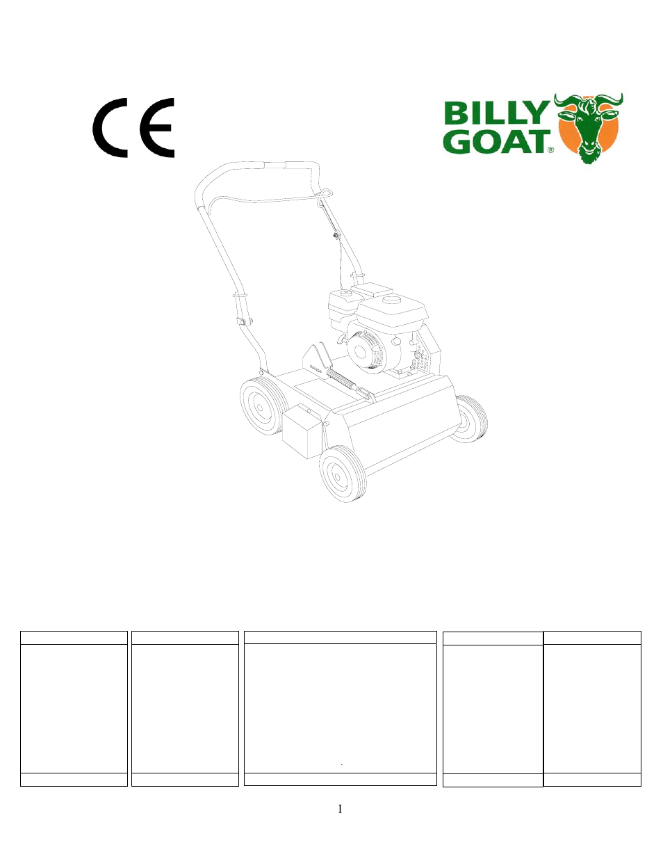 Billy Goat PR550 User Manual | 20 pages