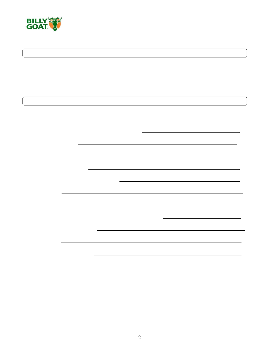 Billy Goat PR550 User Manual | Page 2 / 20