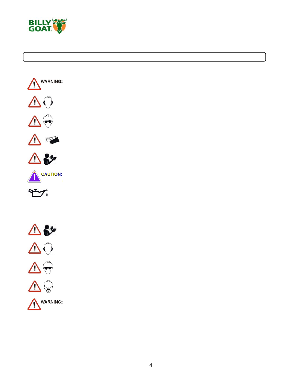 Billy Goat PR550 User Manual | Page 4 / 20