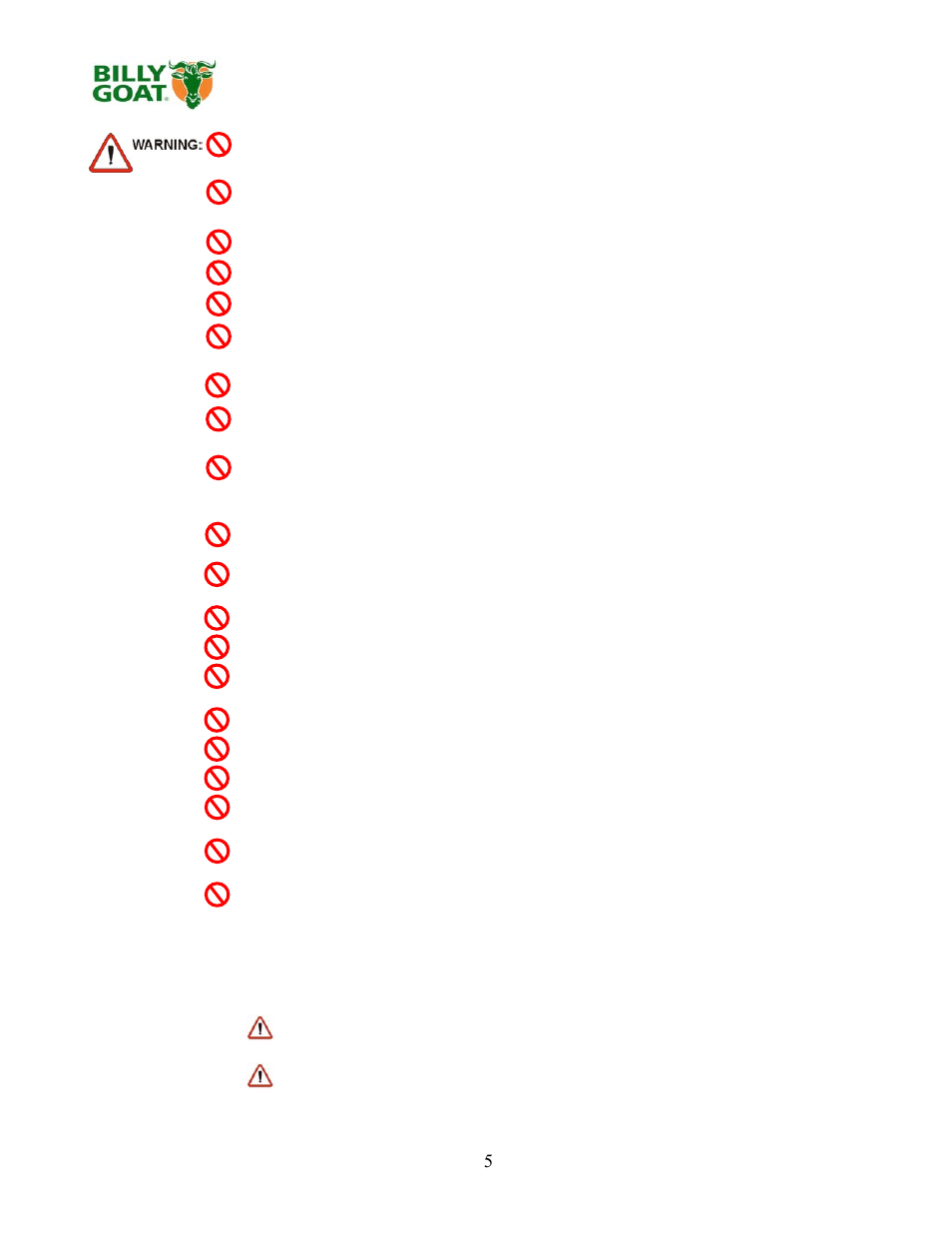 Billy Goat PR550 User Manual | Page 5 / 20
