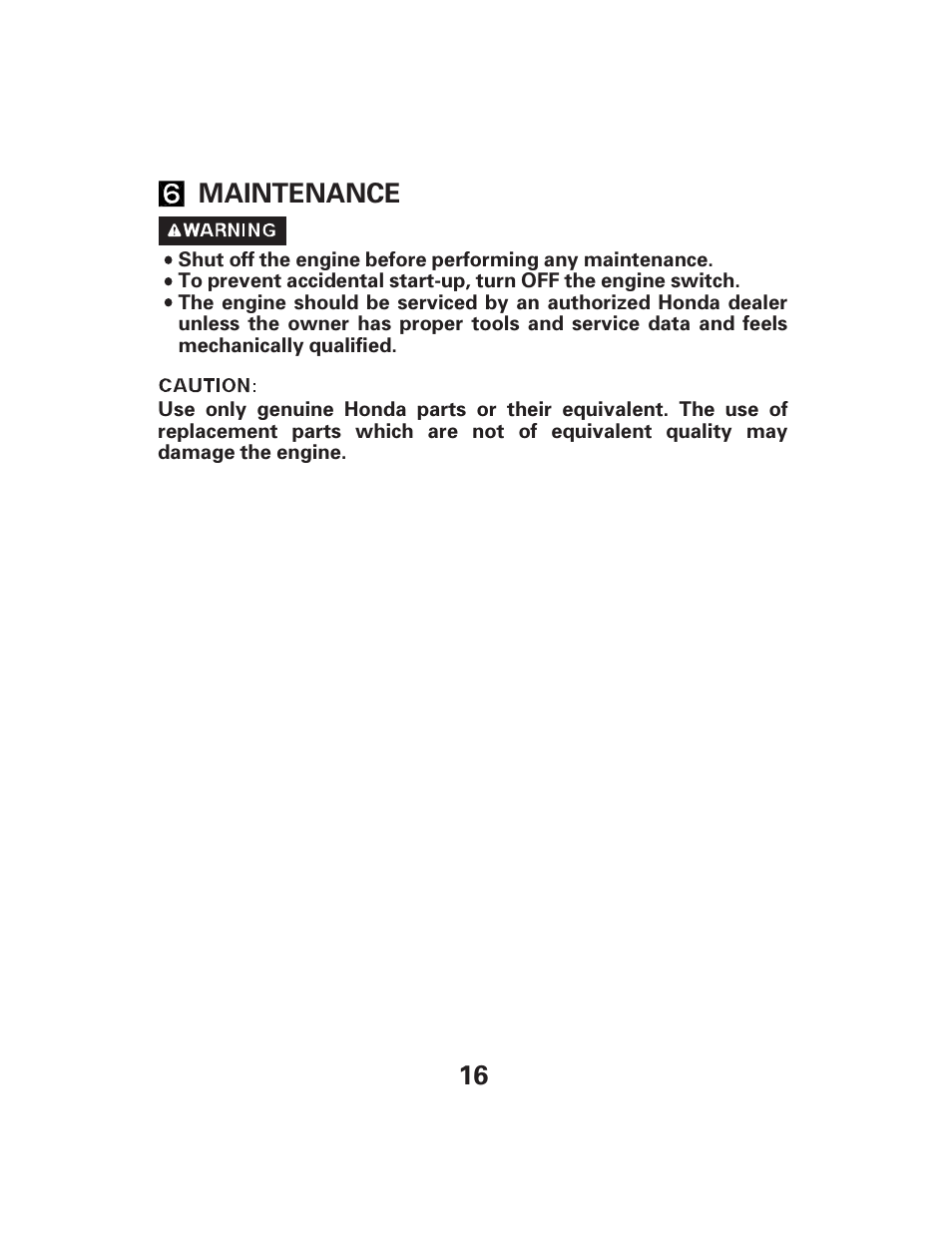 16 maintenance | HONDA GX25 User Manual | Page 16 / 33