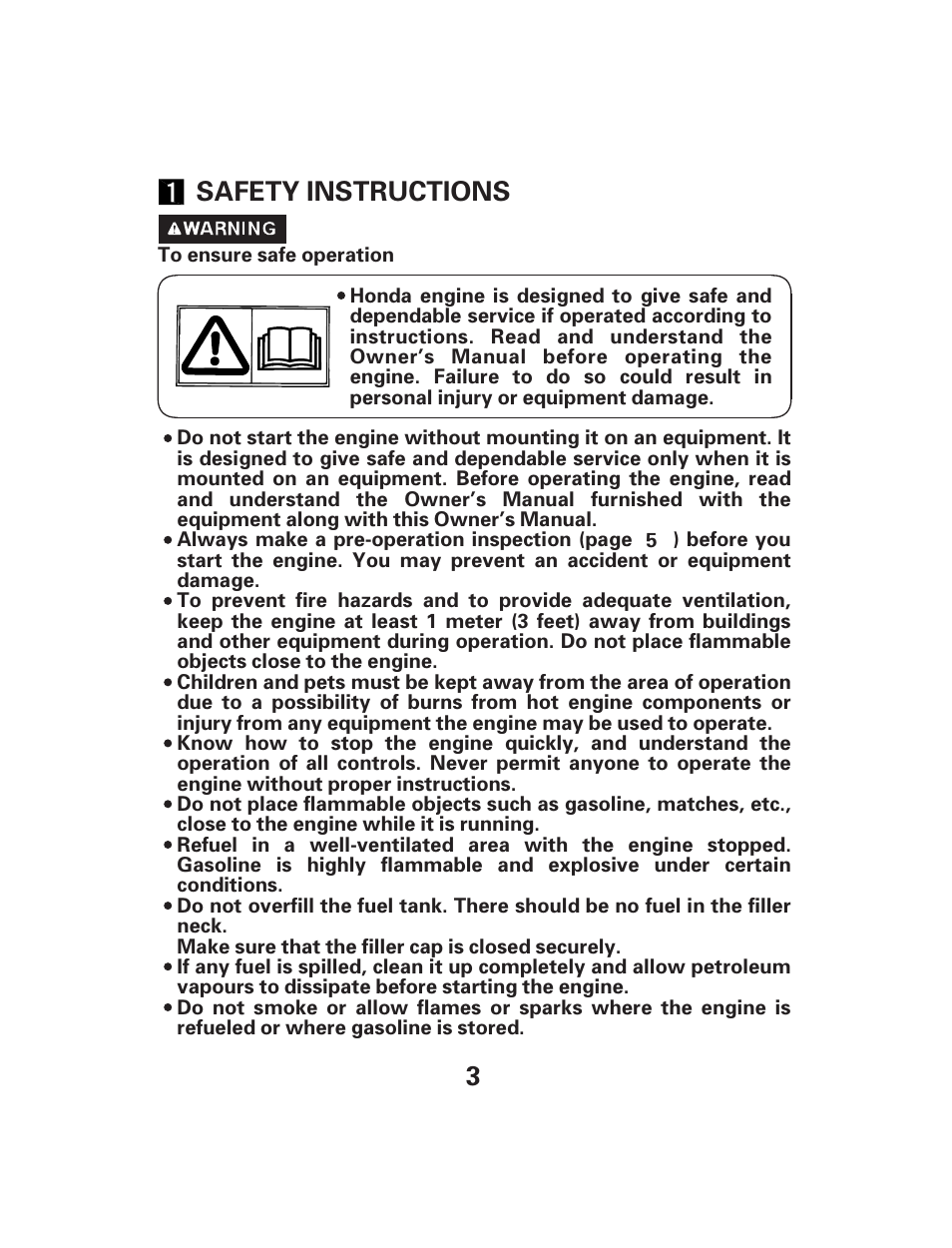 3safety instructions | HONDA GX25 User Manual | Page 3 / 33