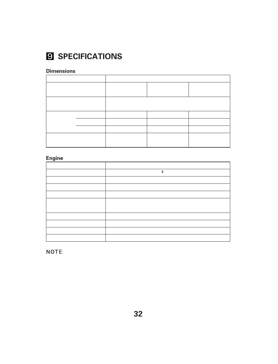 32 specifications | HONDA GX25 User Manual | Page 32 / 33