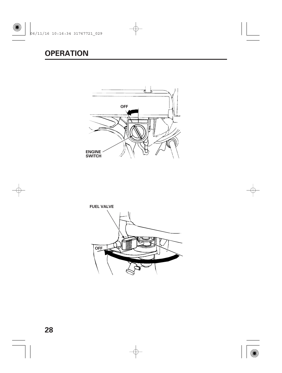 28 operation | HONDA SNOWBLOWER HS724 User Manual | Page 30 / 80