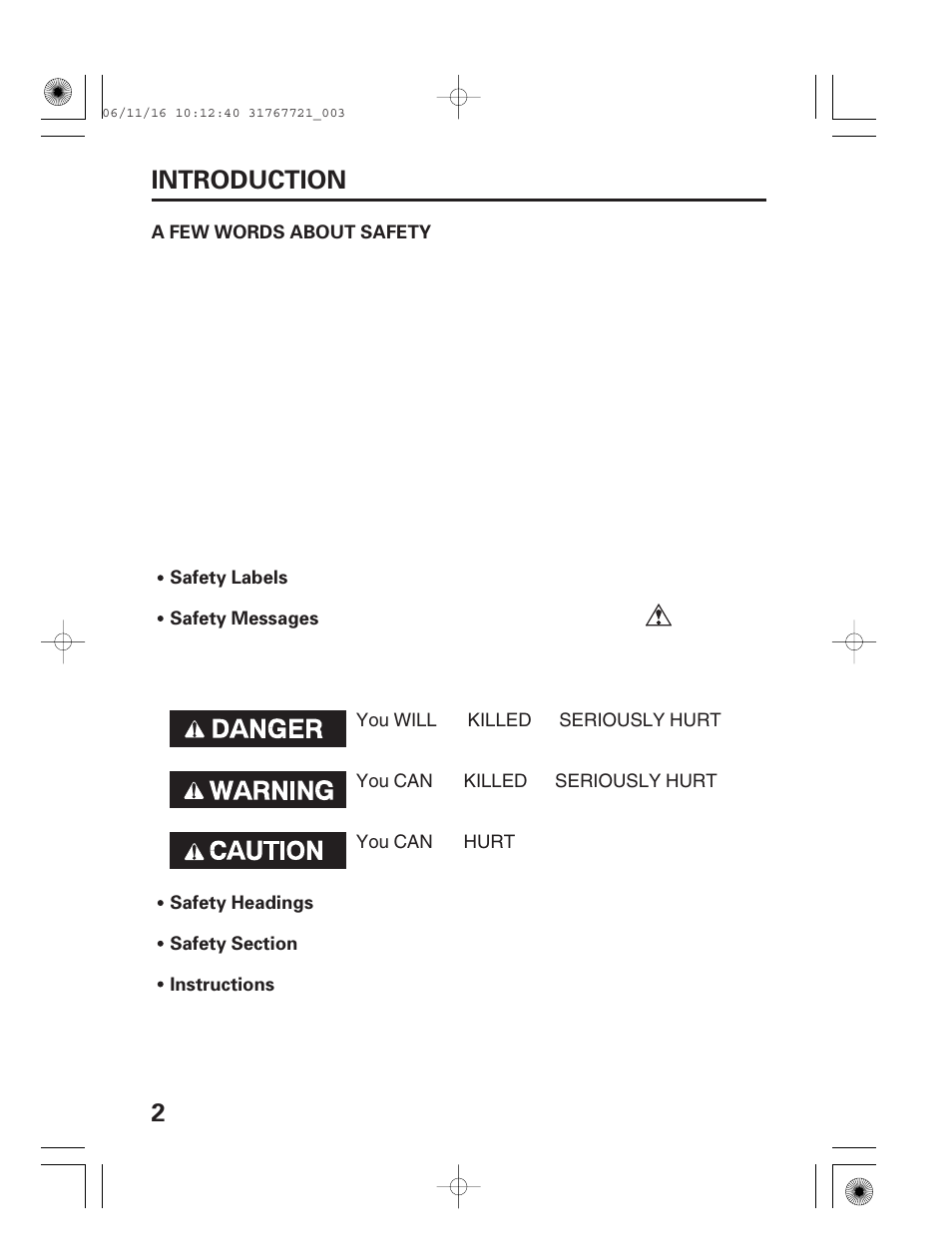 A few words about safety, 2introduction | HONDA SNOWBLOWER HS724 User Manual | Page 4 / 80