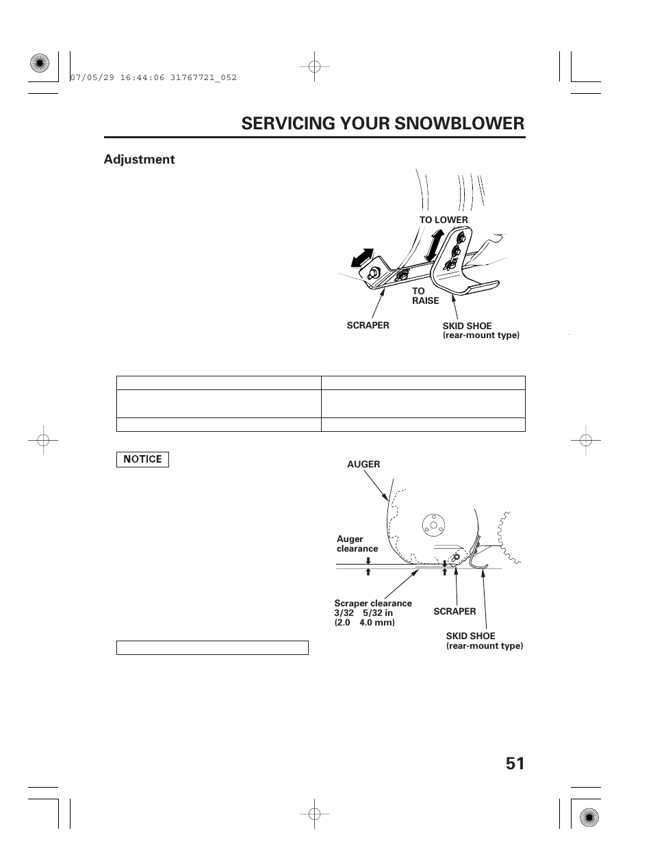 51 servicing your snowblower | HONDA SNOWBLOWER HS724 User Manual | Page 53 / 80