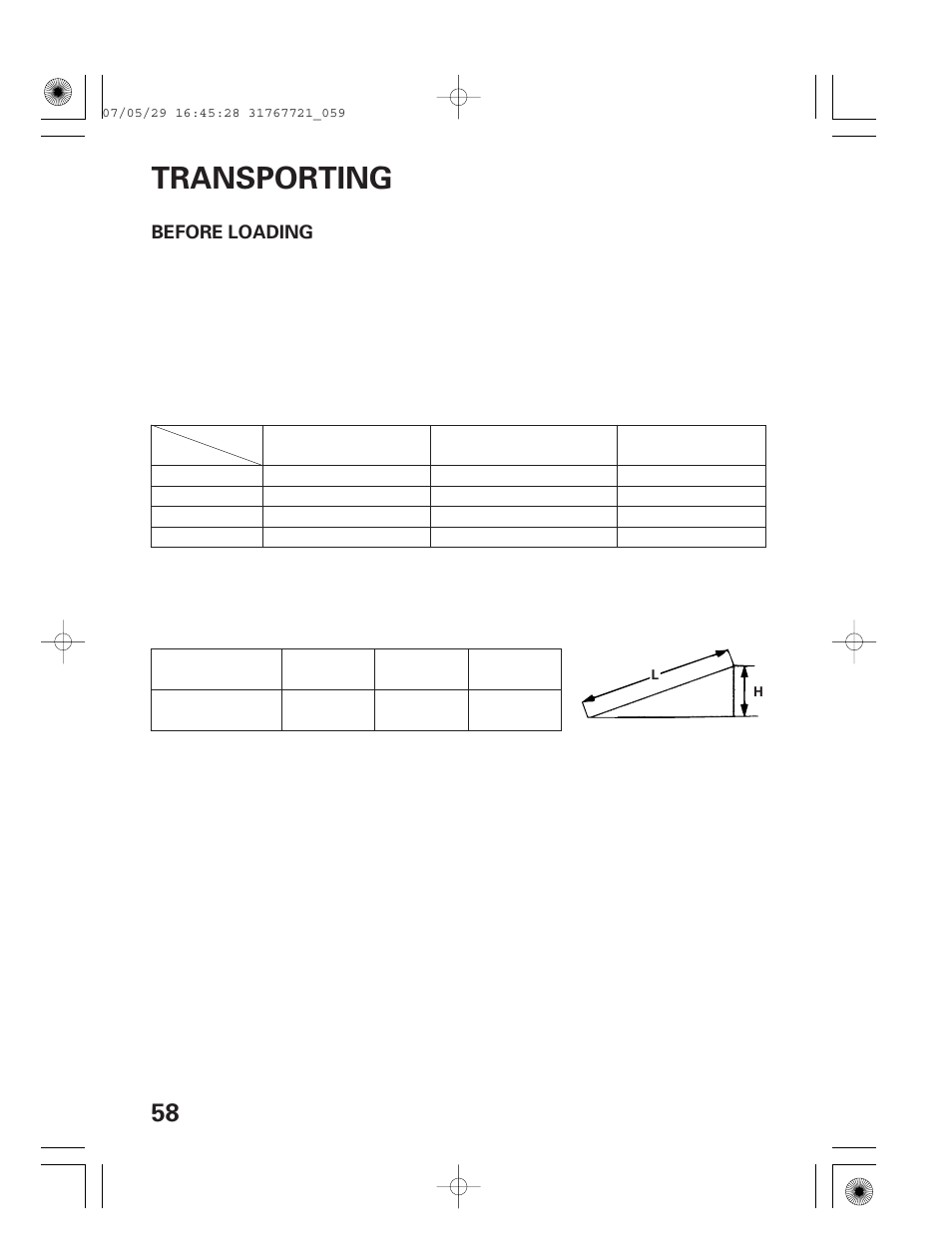 Transporting, Before loading | HONDA SNOWBLOWER HS724 User Manual | Page 60 / 80