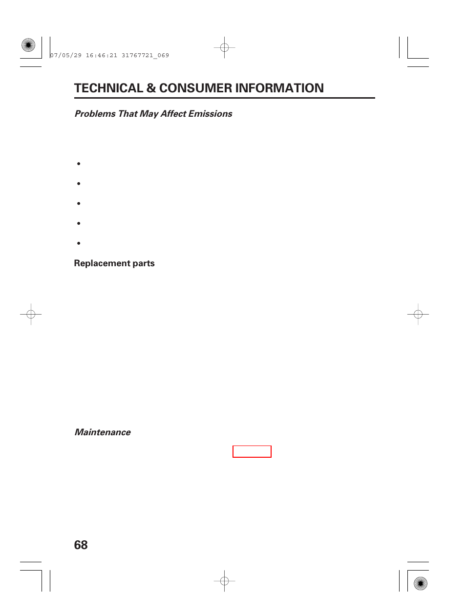 68 technical & consumer information | HONDA SNOWBLOWER HS724 User Manual | Page 70 / 80