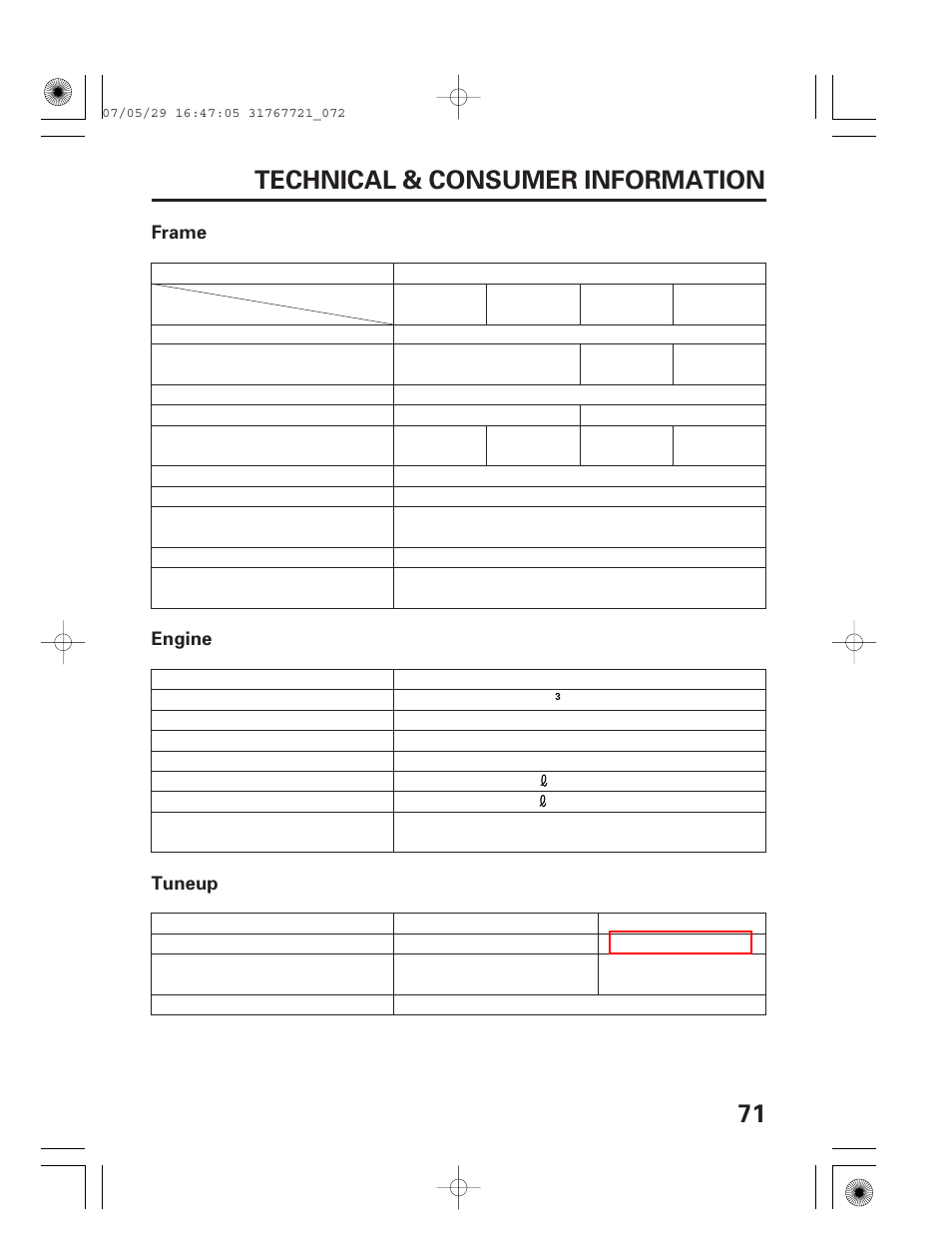 71 technical & consumer information | HONDA SNOWBLOWER HS724 User Manual | Page 73 / 80