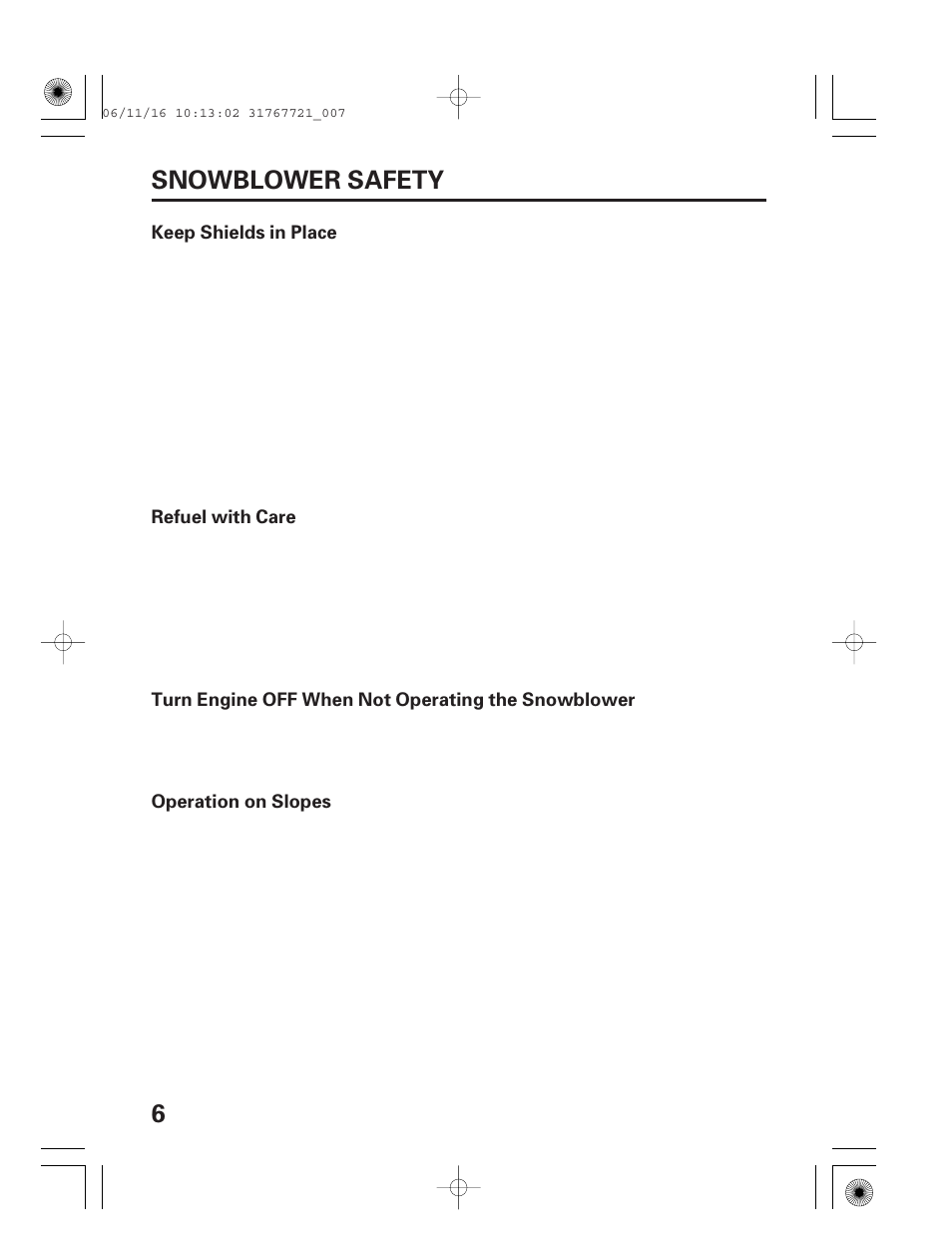 6snowblower safety | HONDA SNOWBLOWER HS724 User Manual | Page 8 / 80