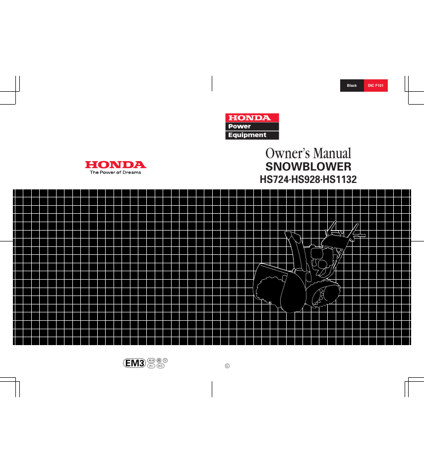 Owner’s manual, Snowblower | HONDA SNOWBLOWER HS724 User Manual | Page 80 / 80