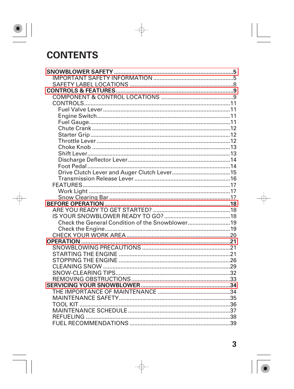 HONDA HS928 User Manual | Page 5 / 80