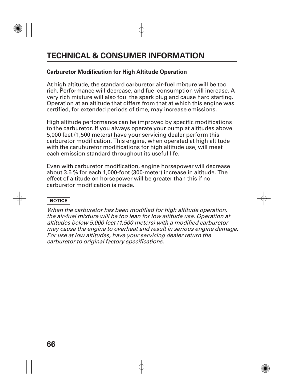 66 technical & consumer information | HONDA HS928 User Manual | Page 68 / 80