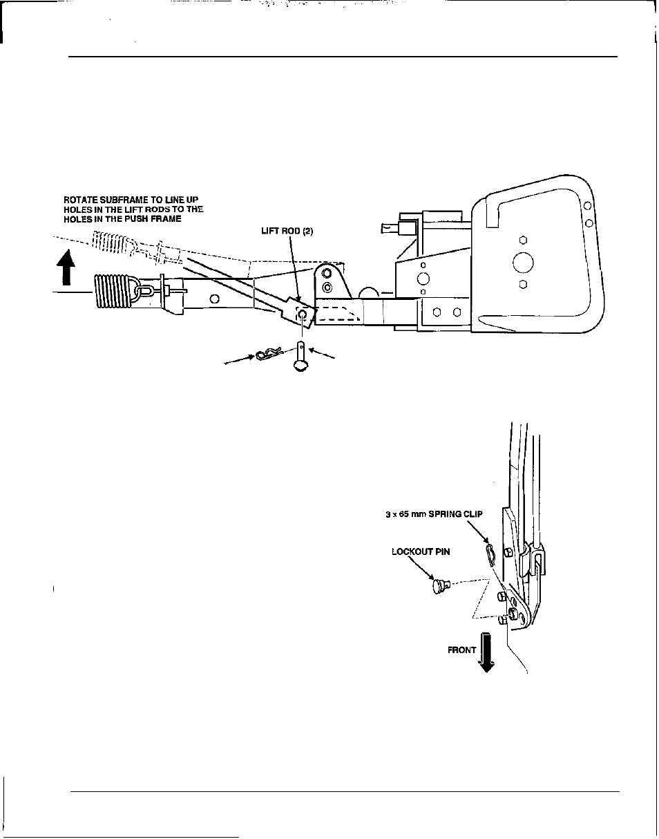 Connect lift rods, Engage lockout pin | HONDA SB 2040 User Manual | Page 12 / 48