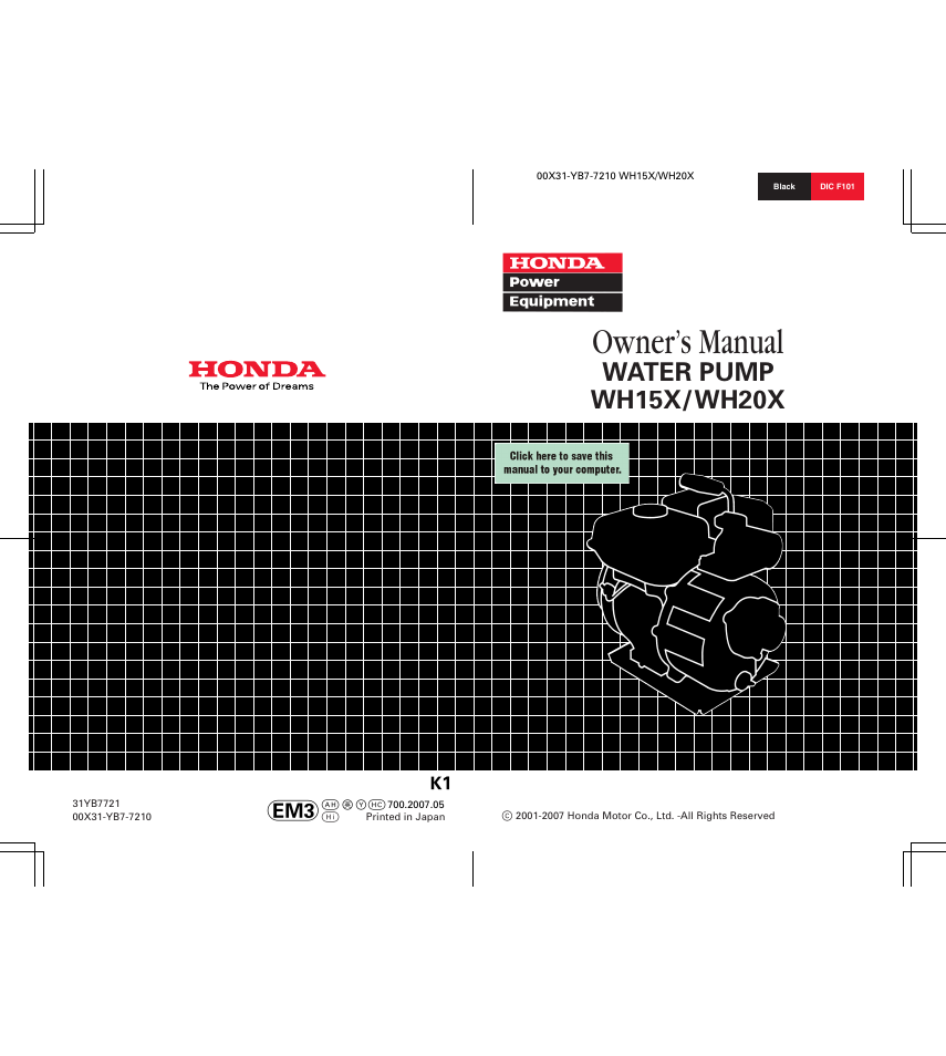 HONDA WH15X User Manual | 64 pages