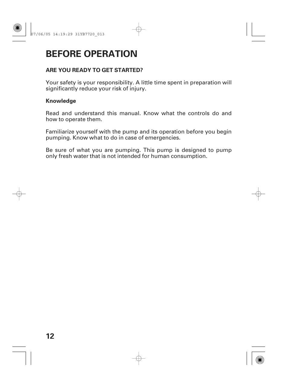 Before operation, Are you ready to get started | HONDA WH15X User Manual | Page 14 / 64