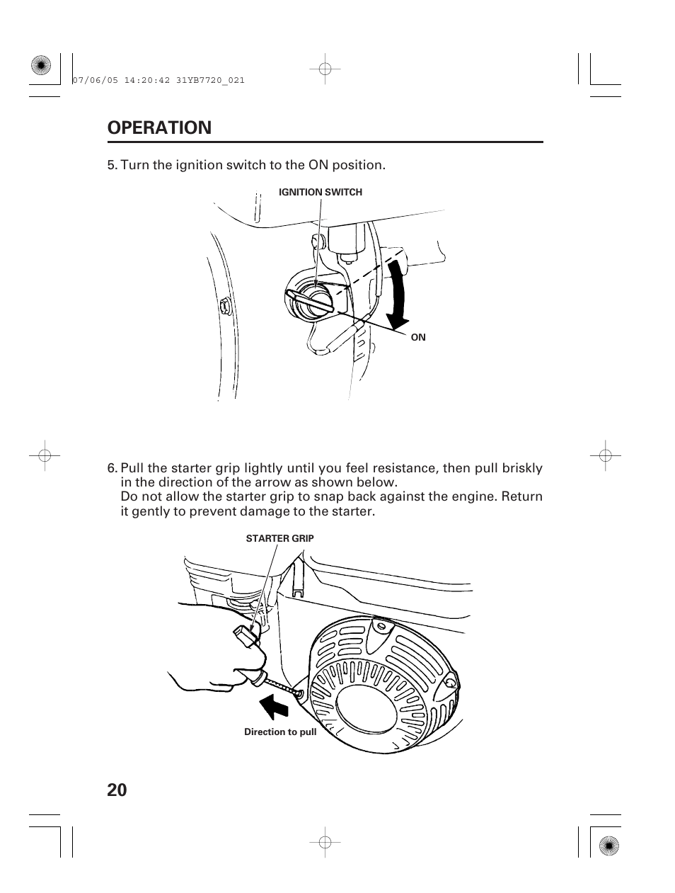 20 operation | HONDA WH15X User Manual | Page 22 / 64