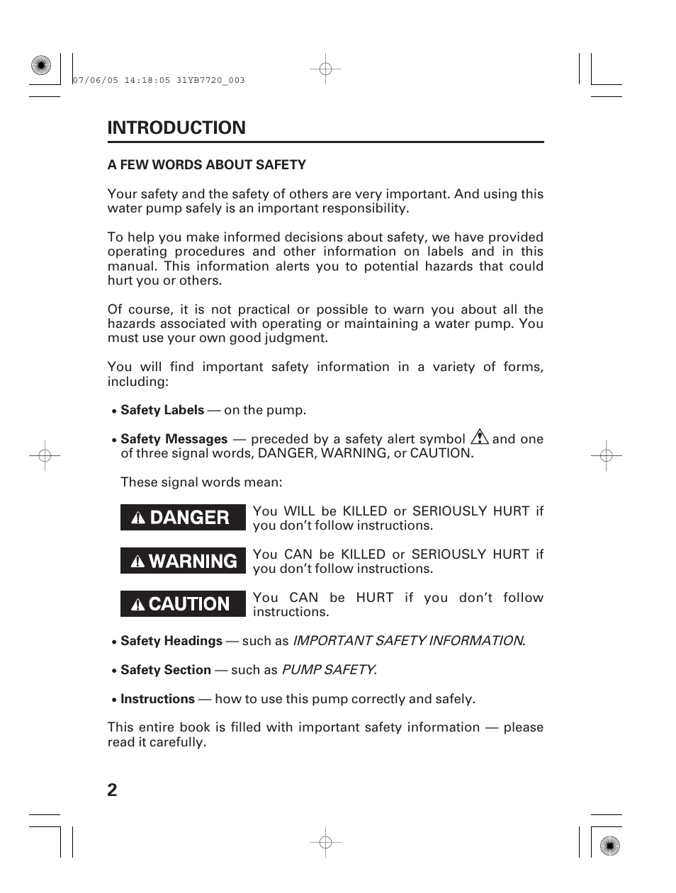 A few words about safety, 2introduction | HONDA WH15X User Manual | Page 4 / 64