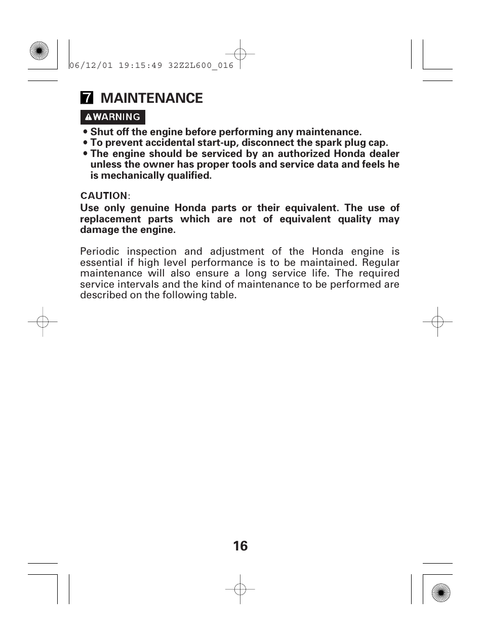 16 maintenance | HONDA GC135E GC160E User Manual | Page 16 / 32