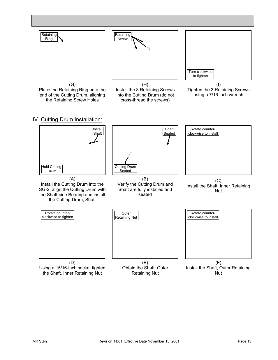 Unpacking, transport and assembly, Iv. cutting drum installation | HONDA MK SG-2 User Manual | Page 13 / 53