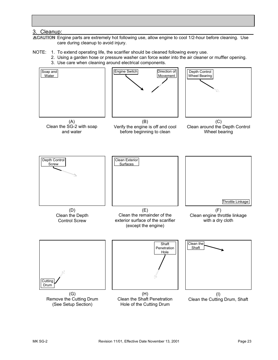 Setup, startup, adjustment, operation and shutdown, Cleanup | HONDA MK SG-2 User Manual | Page 23 / 53