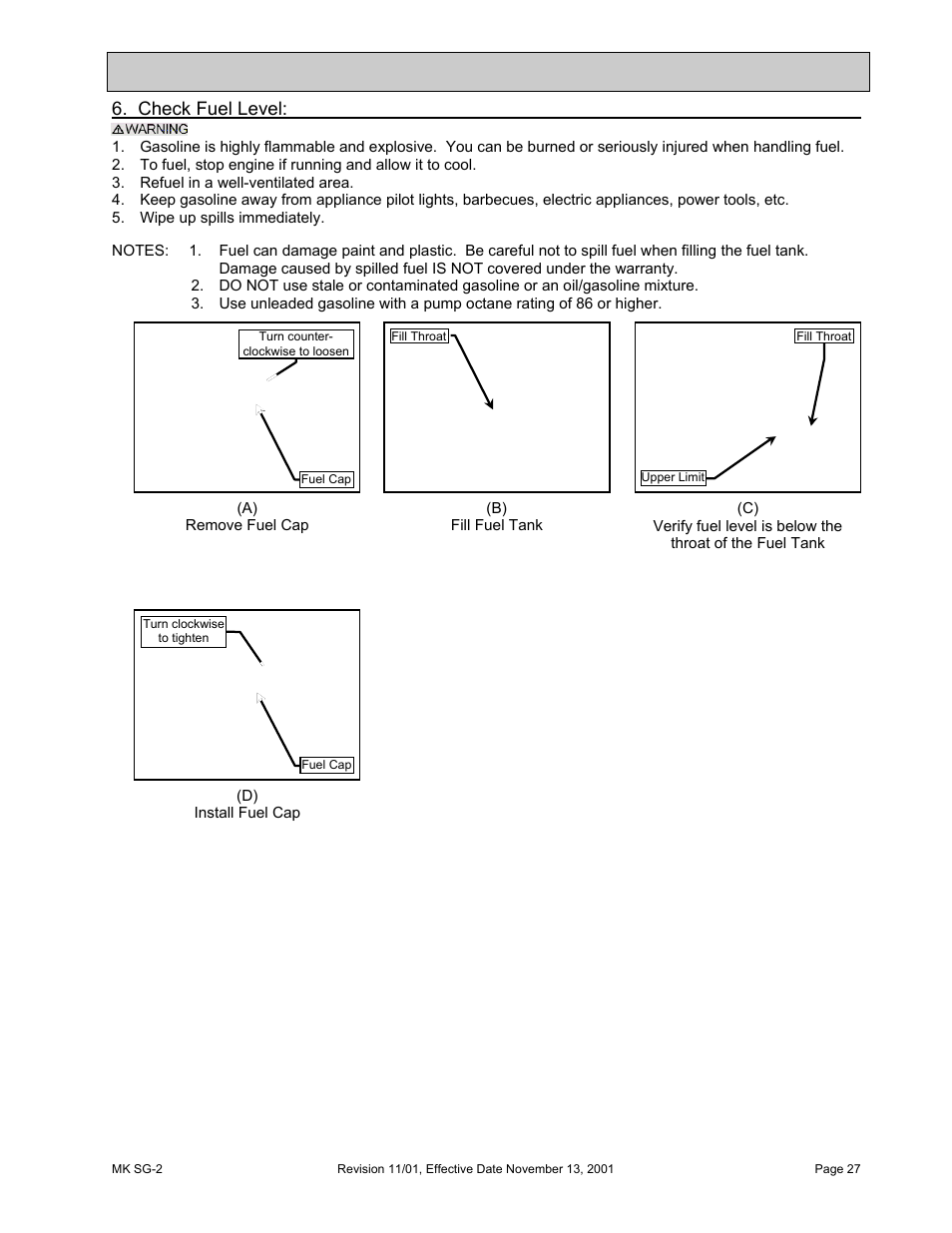 Check fuel level, Maintenance and troubleshooting | HONDA MK SG-2 User Manual | Page 27 / 53