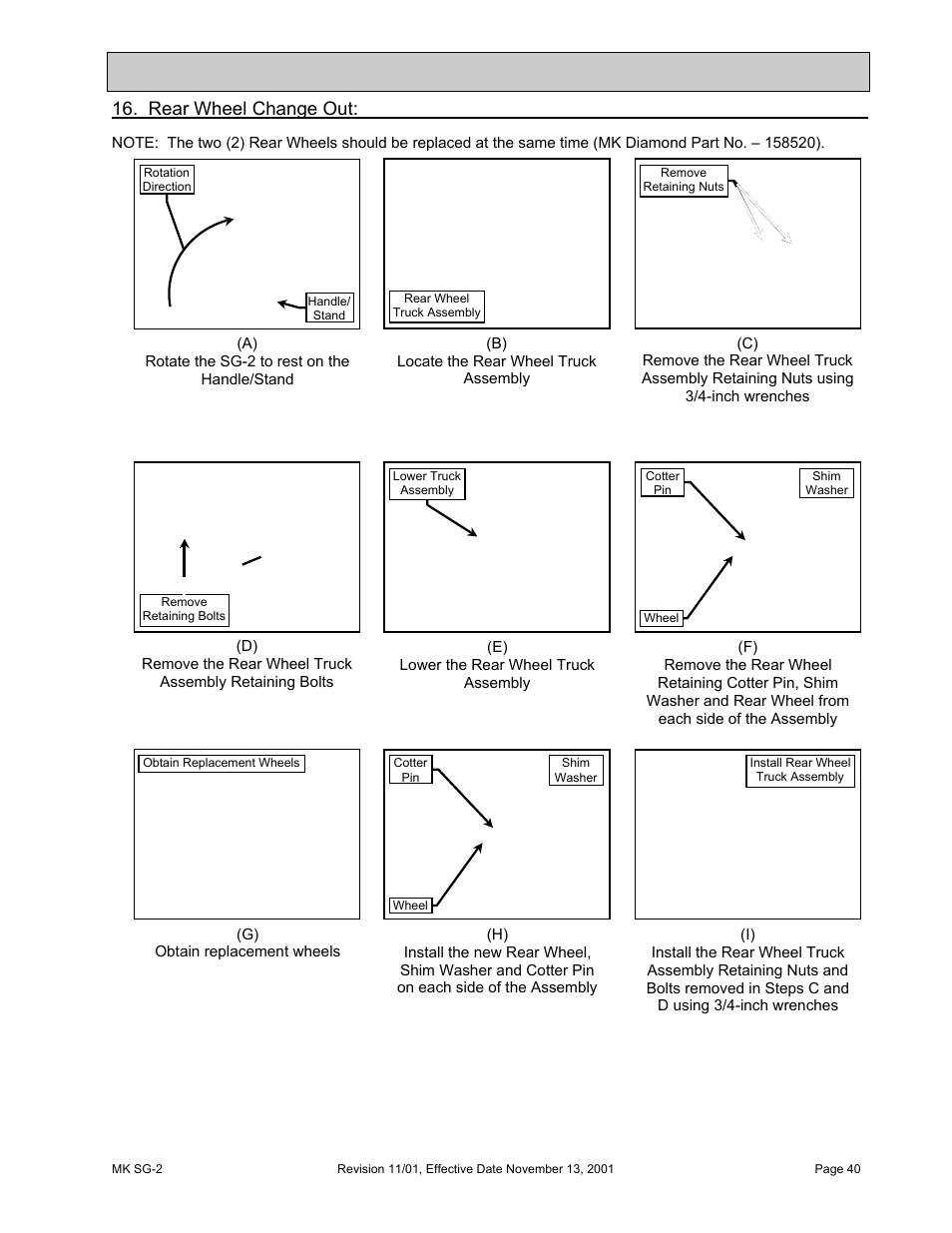 Rear wheel change out, Maintenance and troubleshooting | HONDA MK SG-2 User Manual | Page 40 / 53