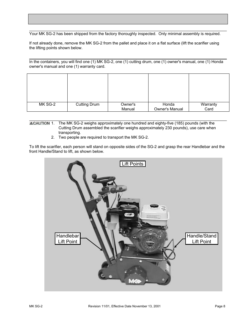 HONDA MK SG-2 User Manual | Page 8 / 53