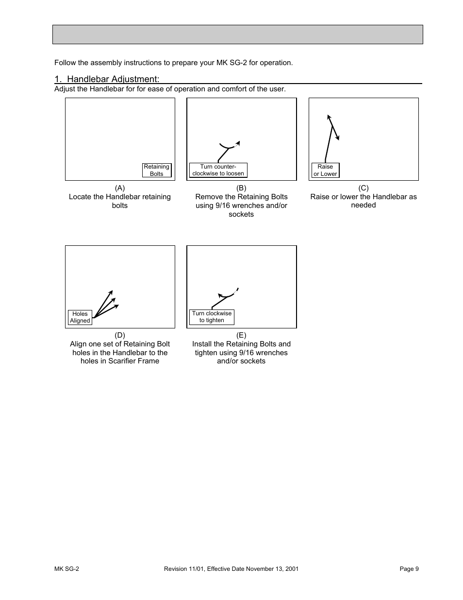 Assembly, Unpacking, transport and assembly, Handlebar adjustment | HONDA MK SG-2 User Manual | Page 9 / 53