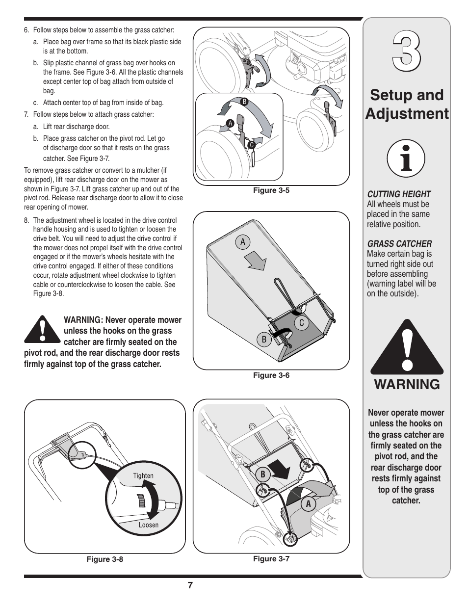 Setup and adjustment, Warning | HONDA V550 User Manual | Page 7 / 16