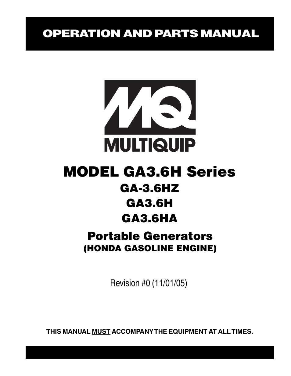 Multiquip GA3.6H Series User Manual | 86 pages