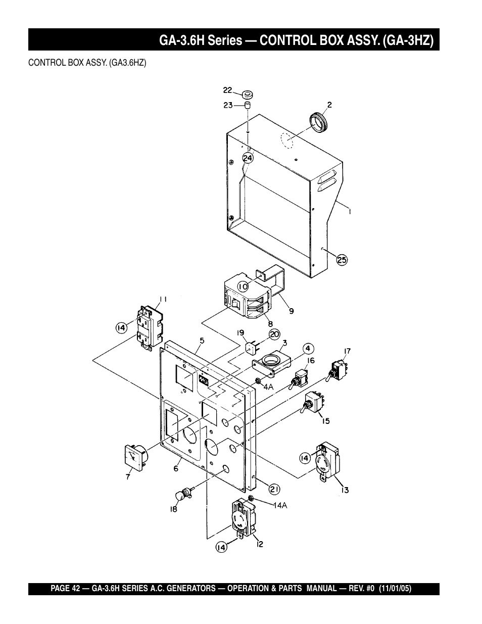 Ga-3.6h series — control box assy. (ga-3hz) | Multiquip GA3.6H Series User Manual | Page 42 / 86