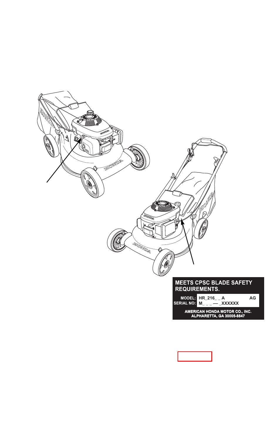 Technical & consumer information, Technical information, Serial number locations | HONDA HRR216VXA User Manual | Page 49 / 68