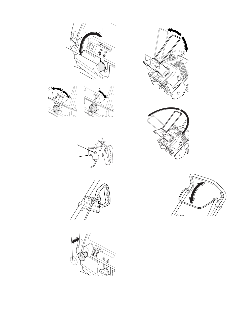 Controls, Fuel valve, Engine switch | Starter button (hs520as), Starter grip, Choke knob, Chute guide handle, Auger clutch lever | HONDA HS520A User Manual | Page 4 / 24