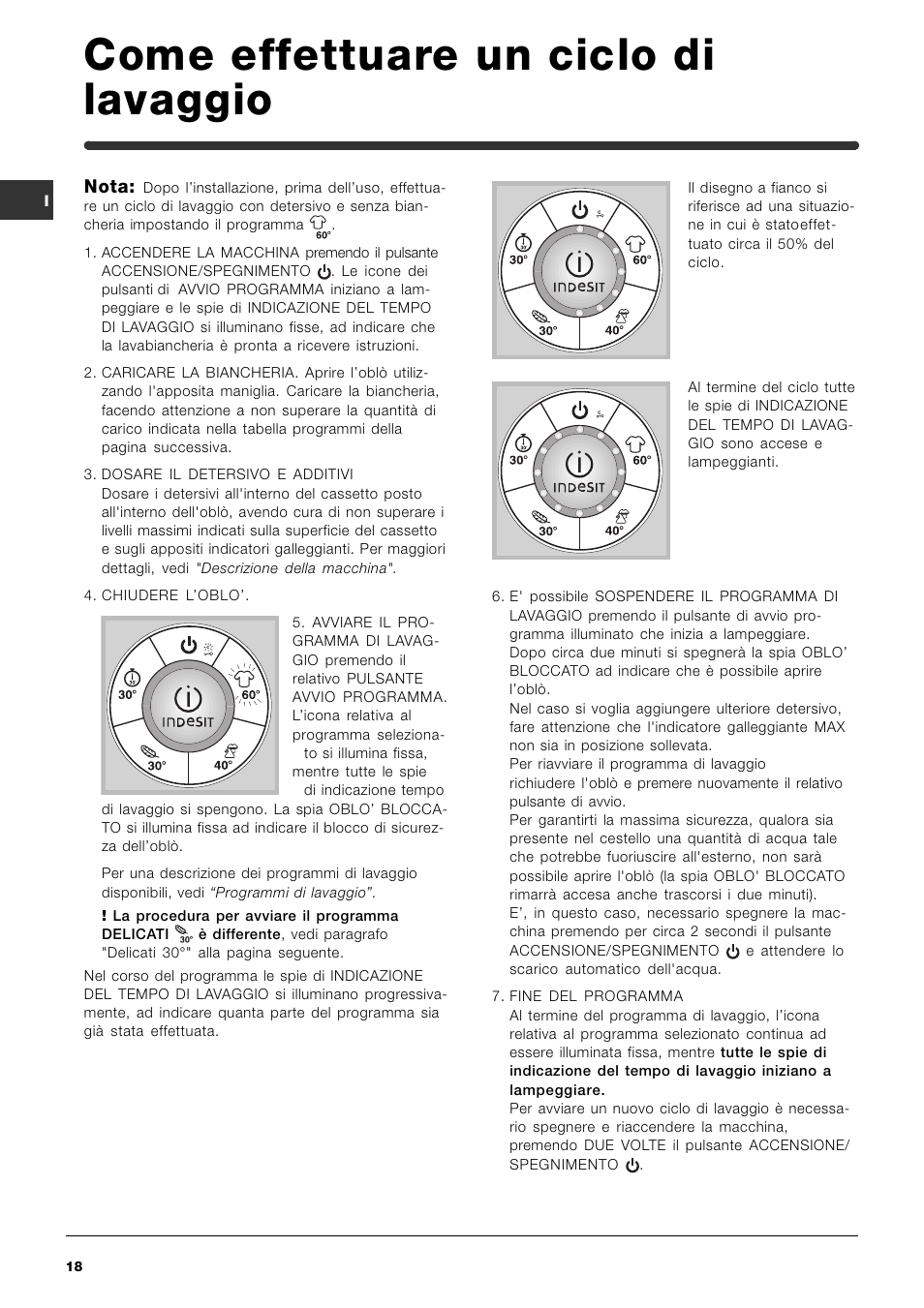 Come effettuare un ciclo di lavaggio | Indesit SIXL 129D User Manual | Page 18 / 60