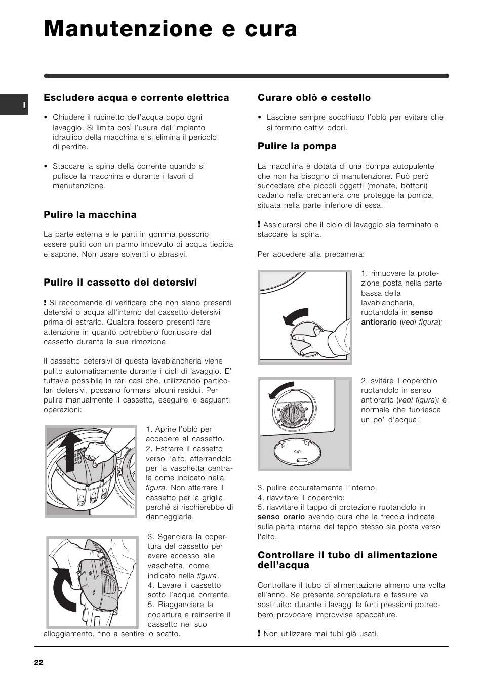 Manutenzione e cura | Indesit SIXL 129D User Manual | Page 22 / 60