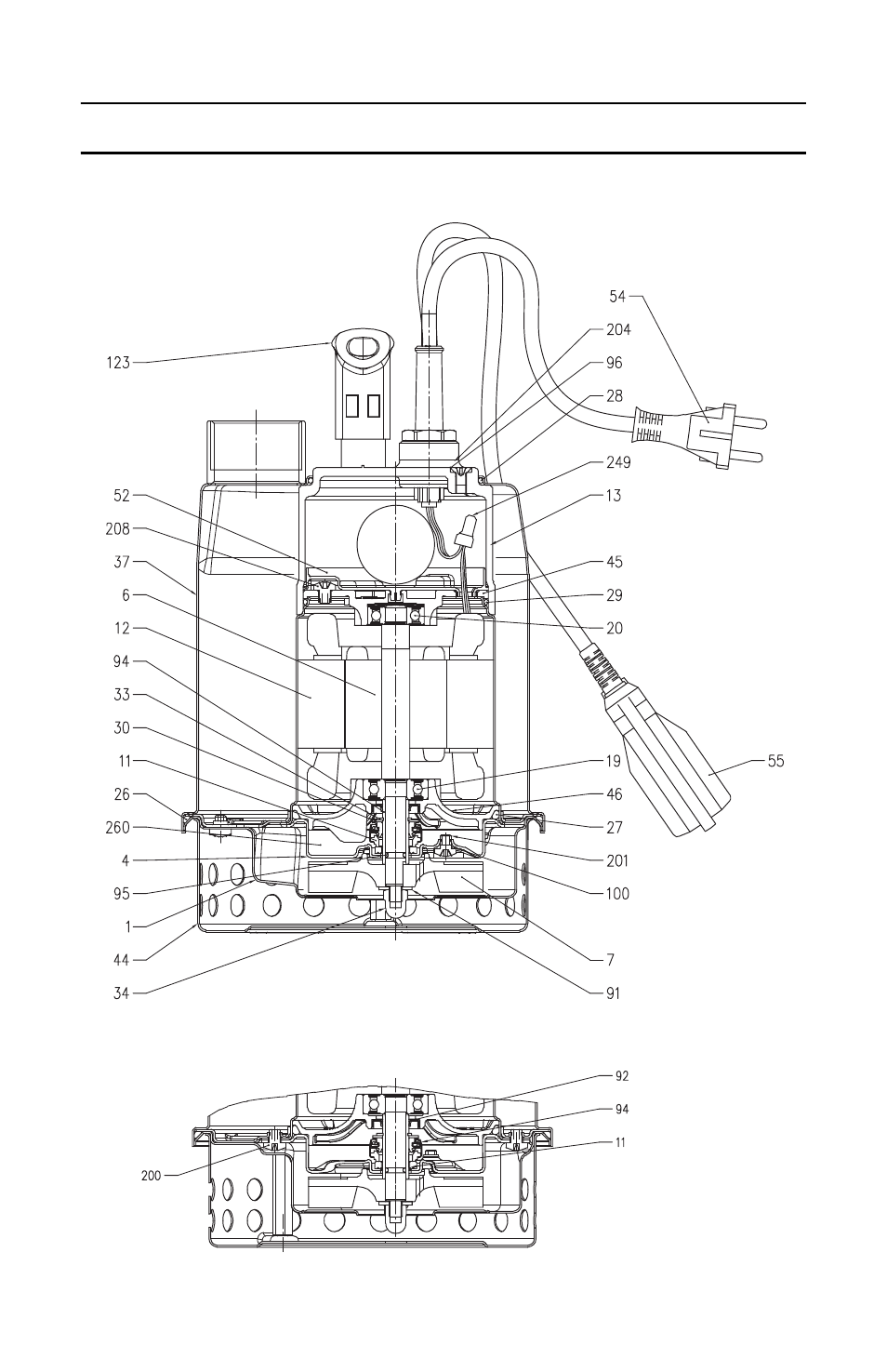 Sectional views, Sectional view - wsp33k1aa, Leshooting checklist | HONDA Submersible Pump WSP33AA User Manual | Page 18 / 23