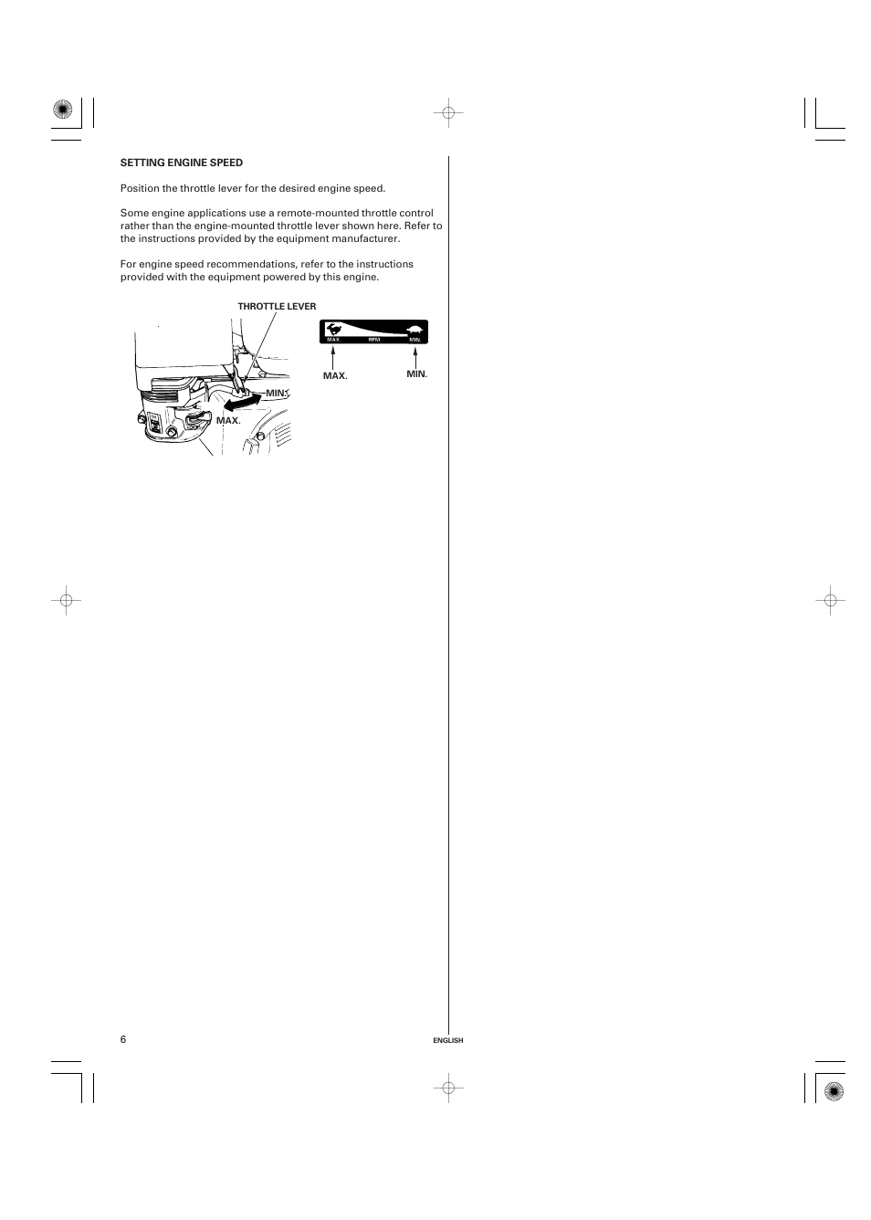 Setting engine speed | HONDA GX270 User Manual | Page 6 / 60