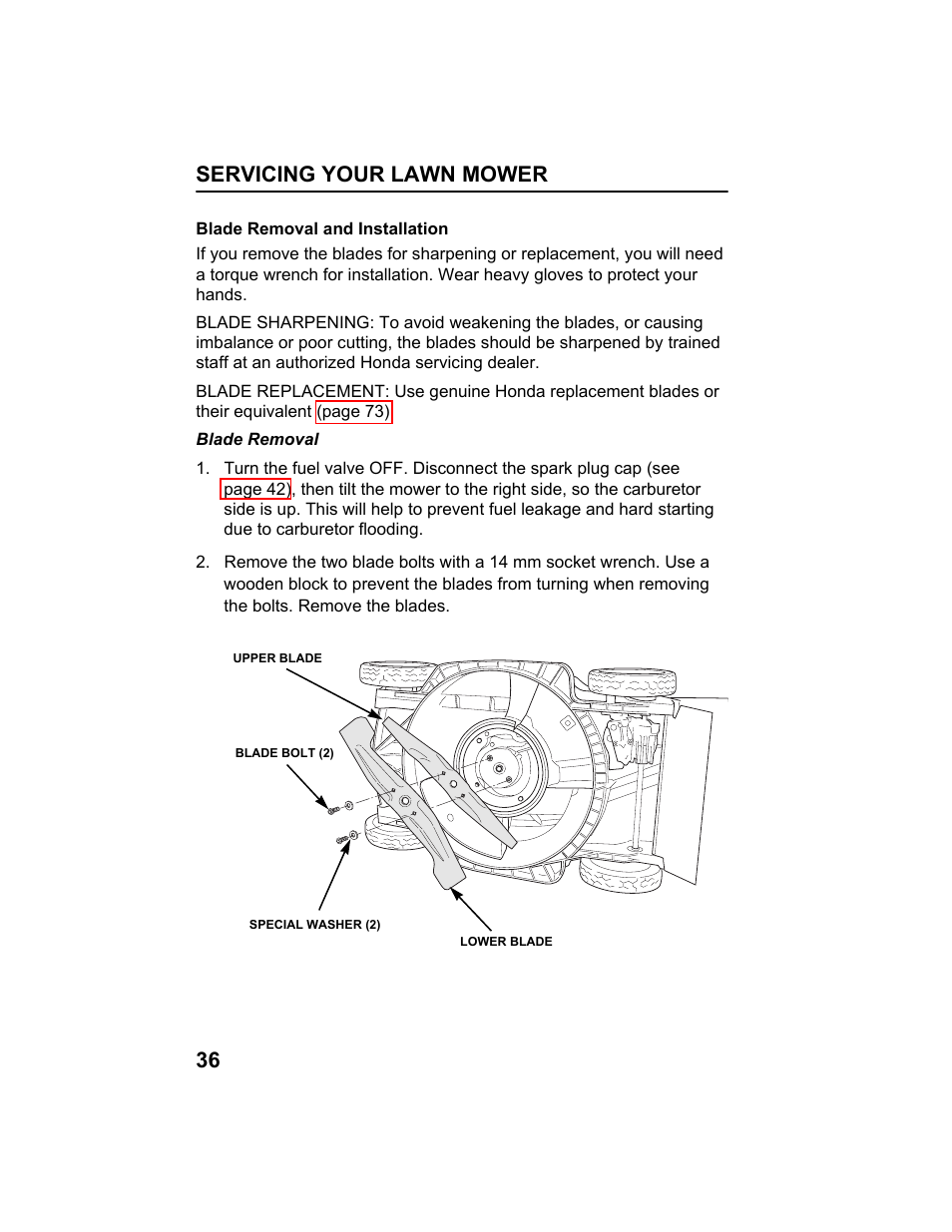 Servicing your lawn mower 36 | HONDA HRX217HXA User Manual | Page 38 / 86