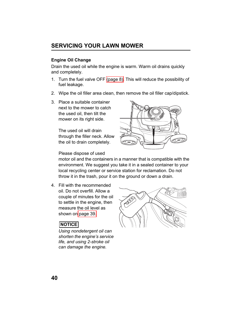 Engine oil change | HONDA HRX217HXA User Manual | Page 42 / 86